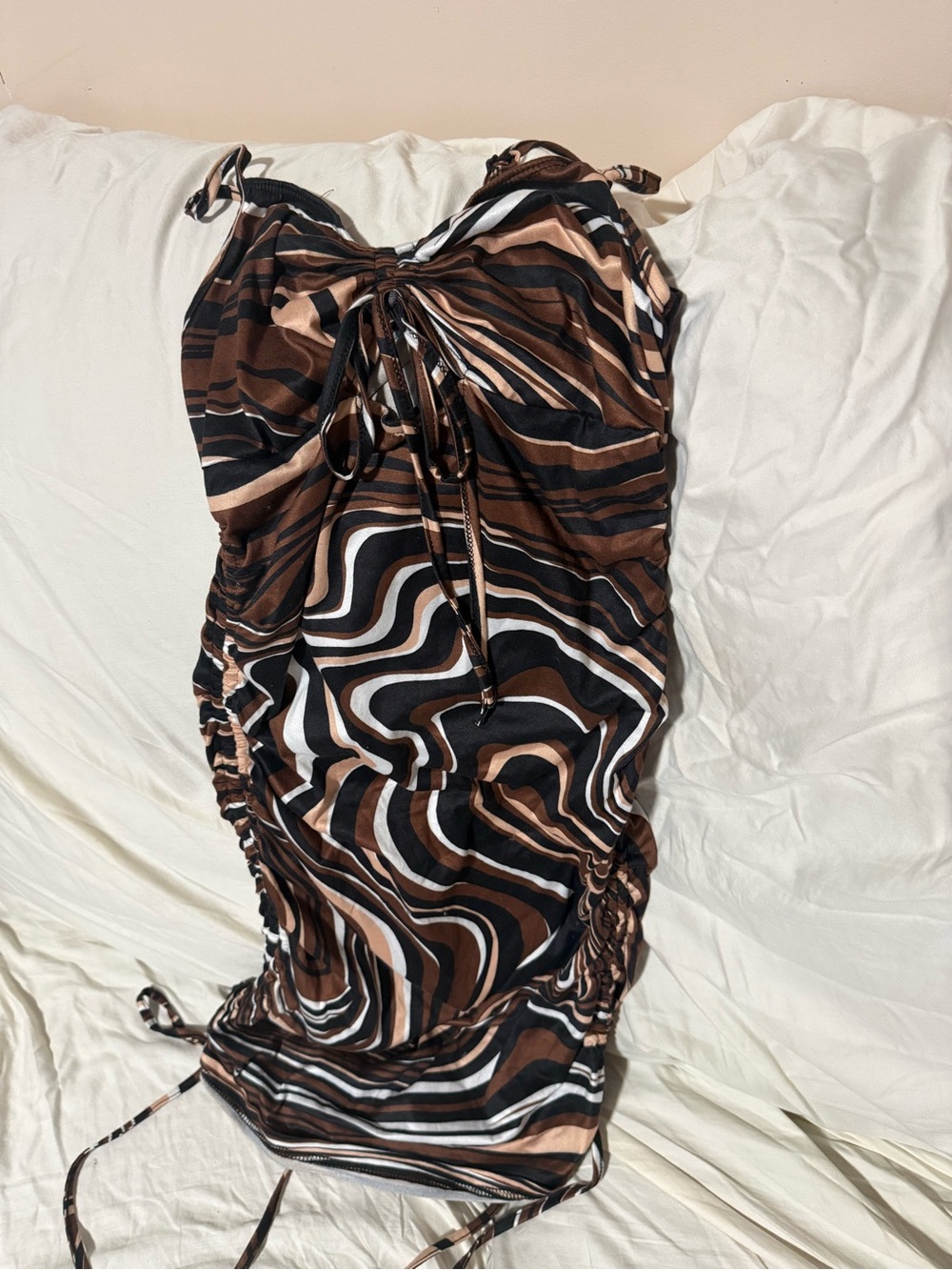 Women’s Brown Swirl Ruched Dress